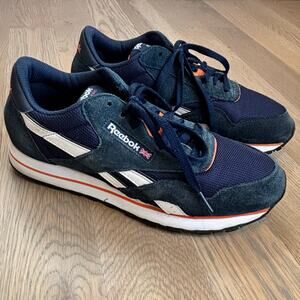 Reebok Classic Nylon Sneakers Retro Navy Orange Unisex Mens Size 8 Women’s 9.5